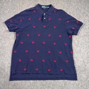 Polo‎ Ralph Lauren Navy Blue Lobster Custom Fit Polo Shirt Men's Size XL